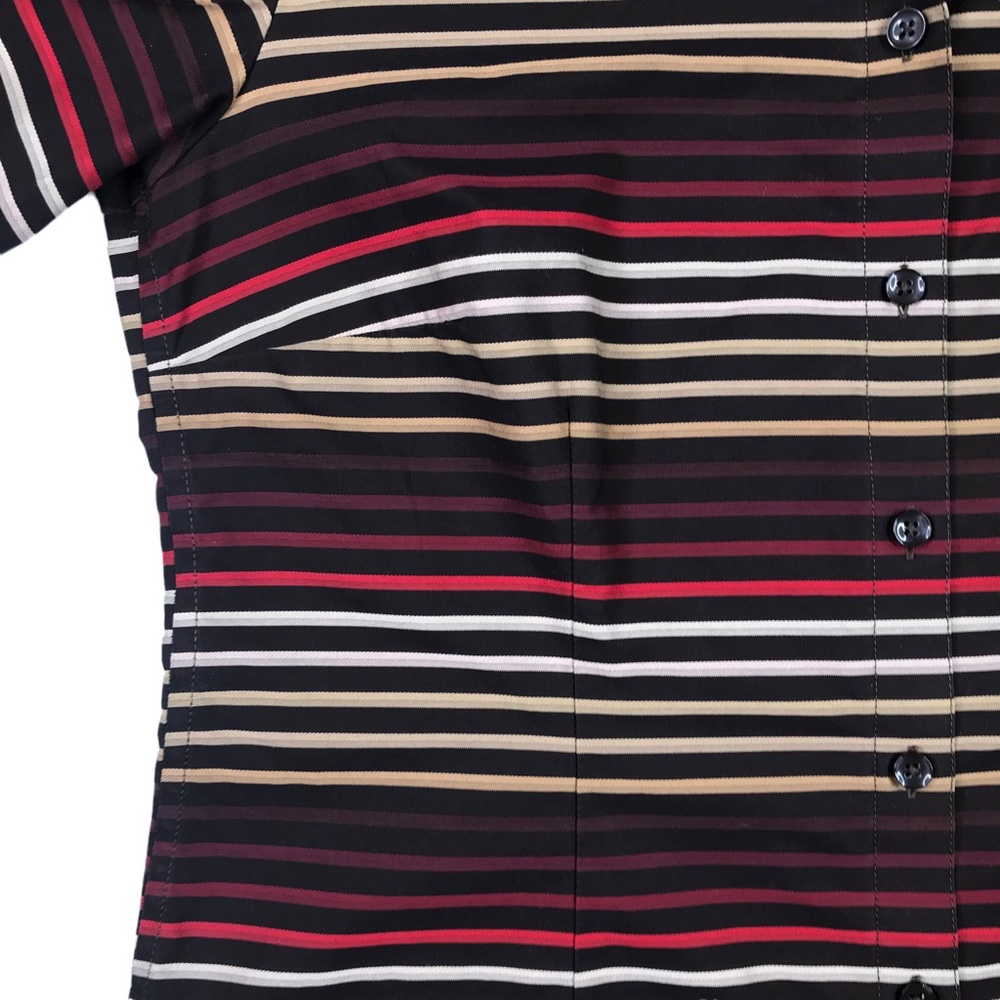 🎈SALE Coldwater Creek Classic Striped Blouse Size S No Iron Fitted Autumn Fall - Picture 6 of 15